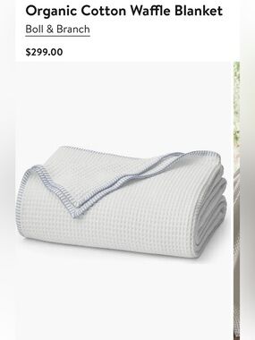Boll & Branch NEW King/Calf king Organic Cotton Waffle Blanket $299 MSRP